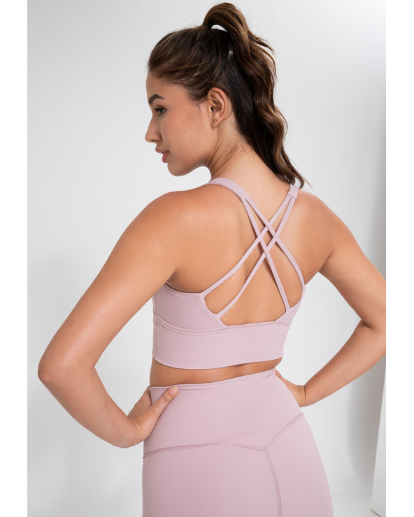 Rose Scallop Edge Criss Cross Back Sports Bra SSYS The Label